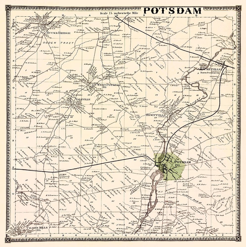 Potsdam New York Landowner - Stone 1865