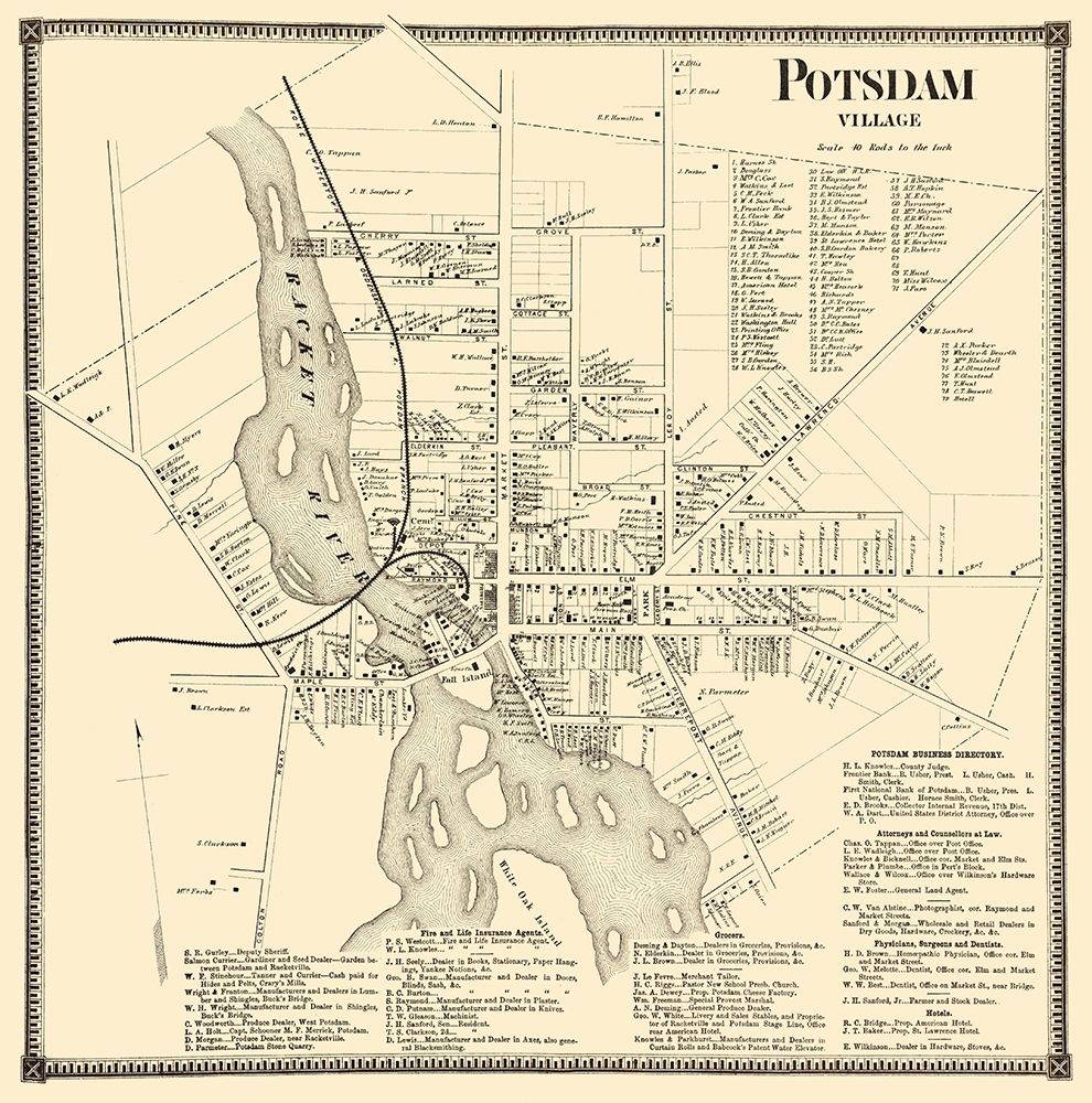 Potsdam Village New York Landowner - Stone 1865