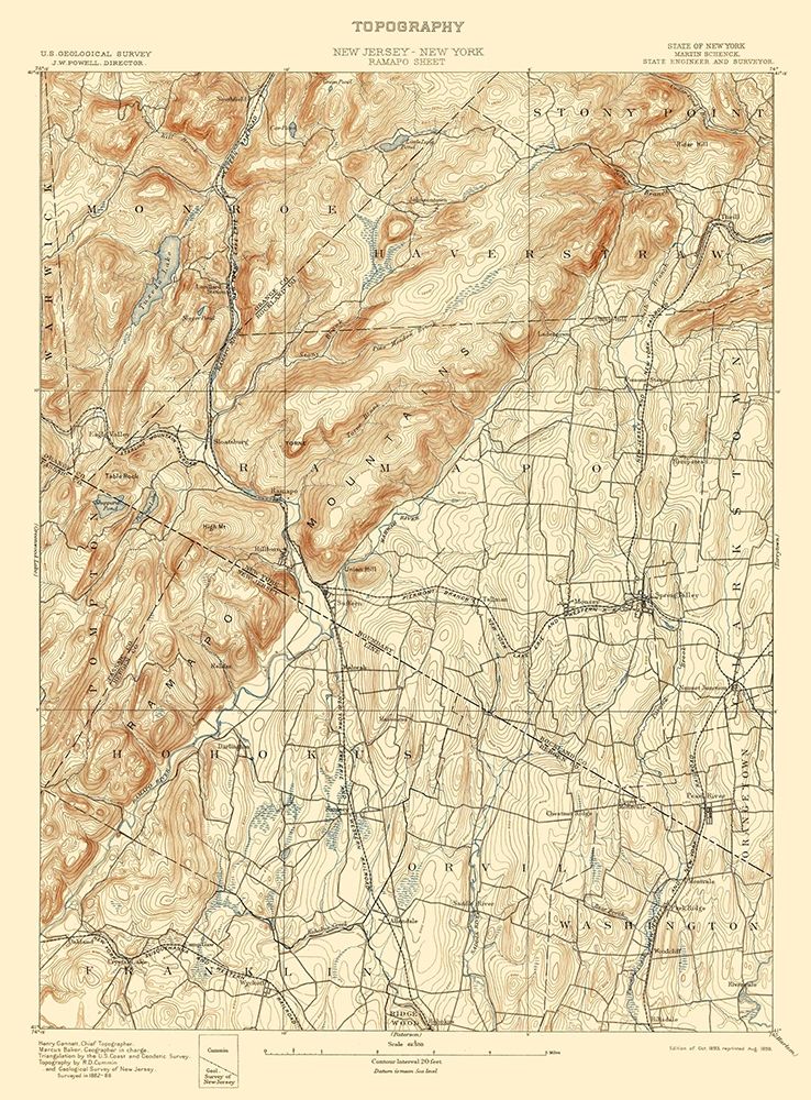 Ramapo New York New Jersey Quad - USGS 1893