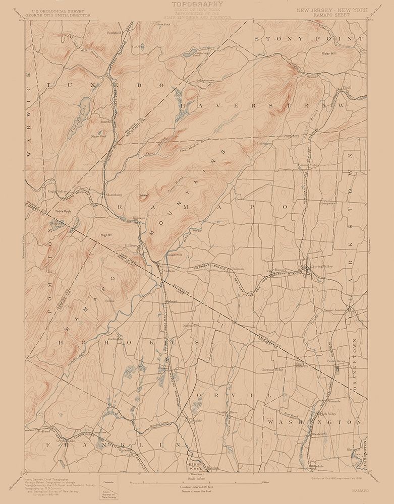 Ramapo New York Sheet - USGS 1893