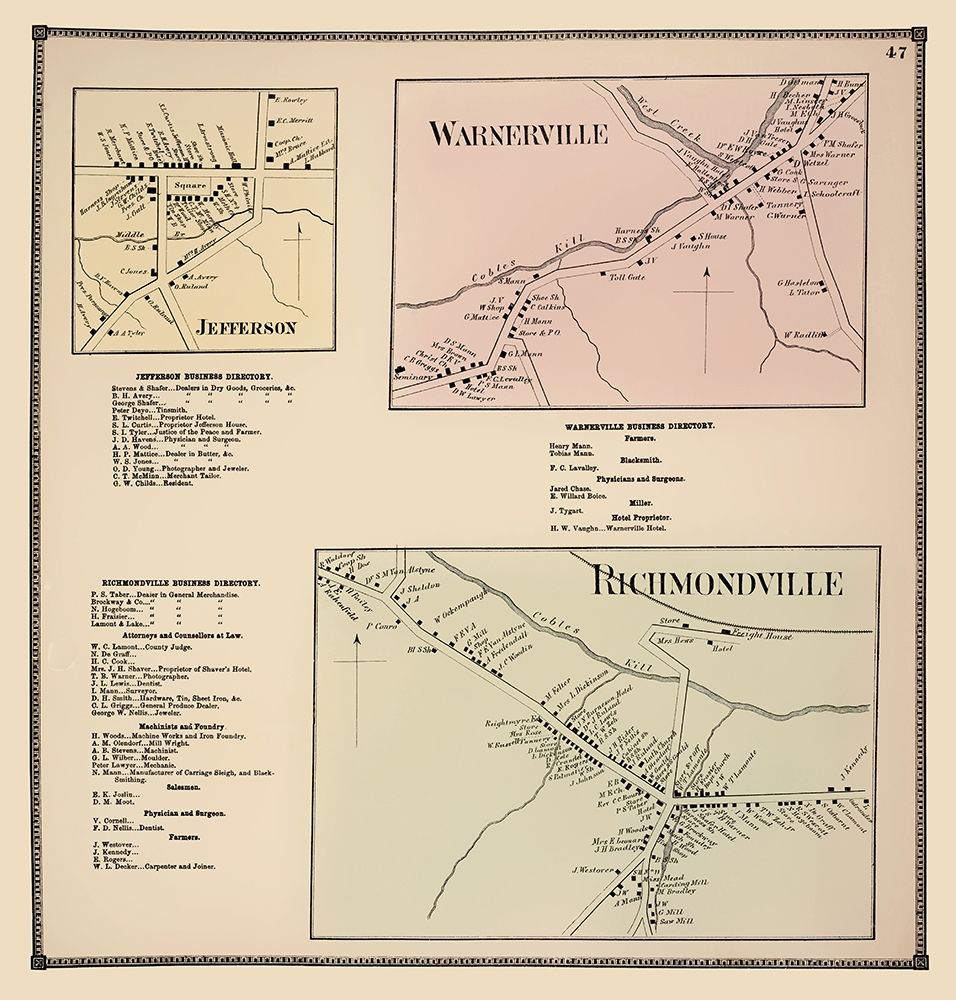Richmondville New York Landowner - Beers 1866