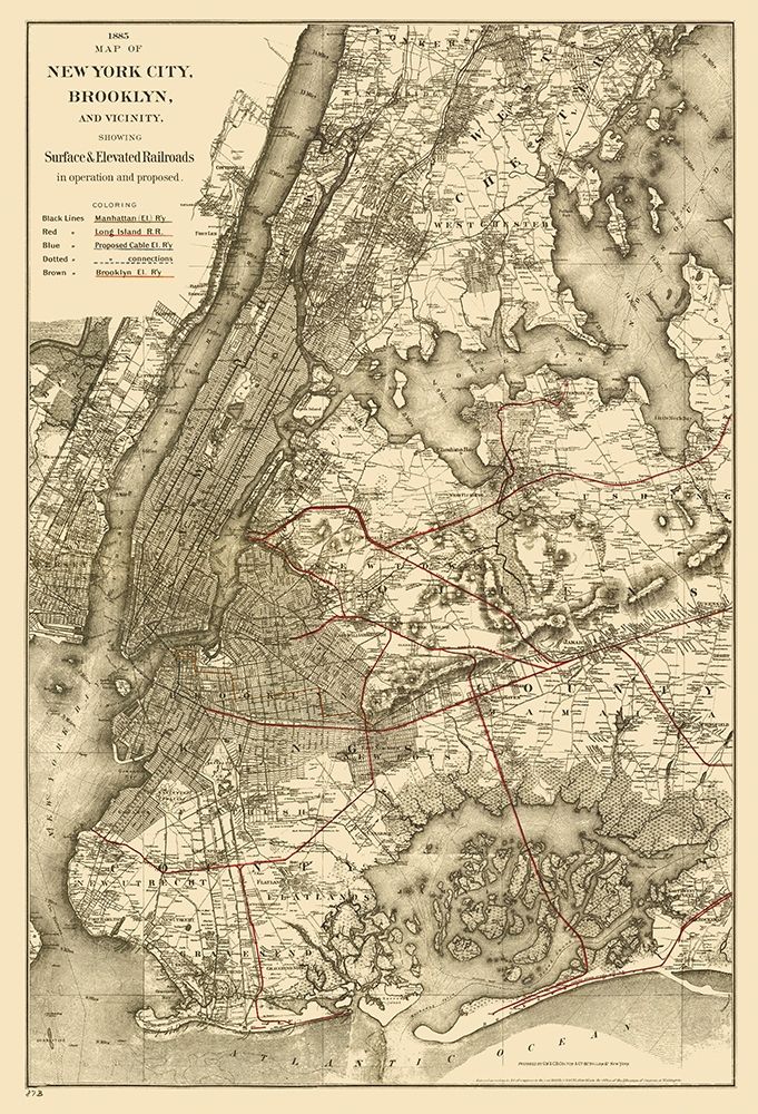 New York City, Brooklyn Elevated Railroad 1885