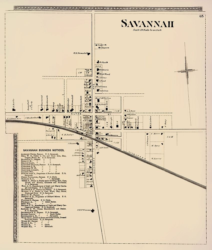 Savannah City New York Landowner - Beers 1874