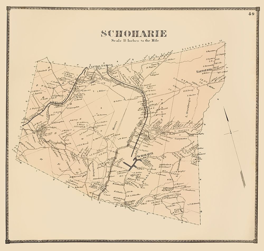 Schoharie New York Landowner - Stone 1866