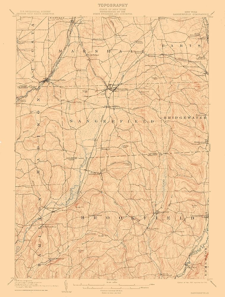 Sangerfield New York Quad - USGS 1907