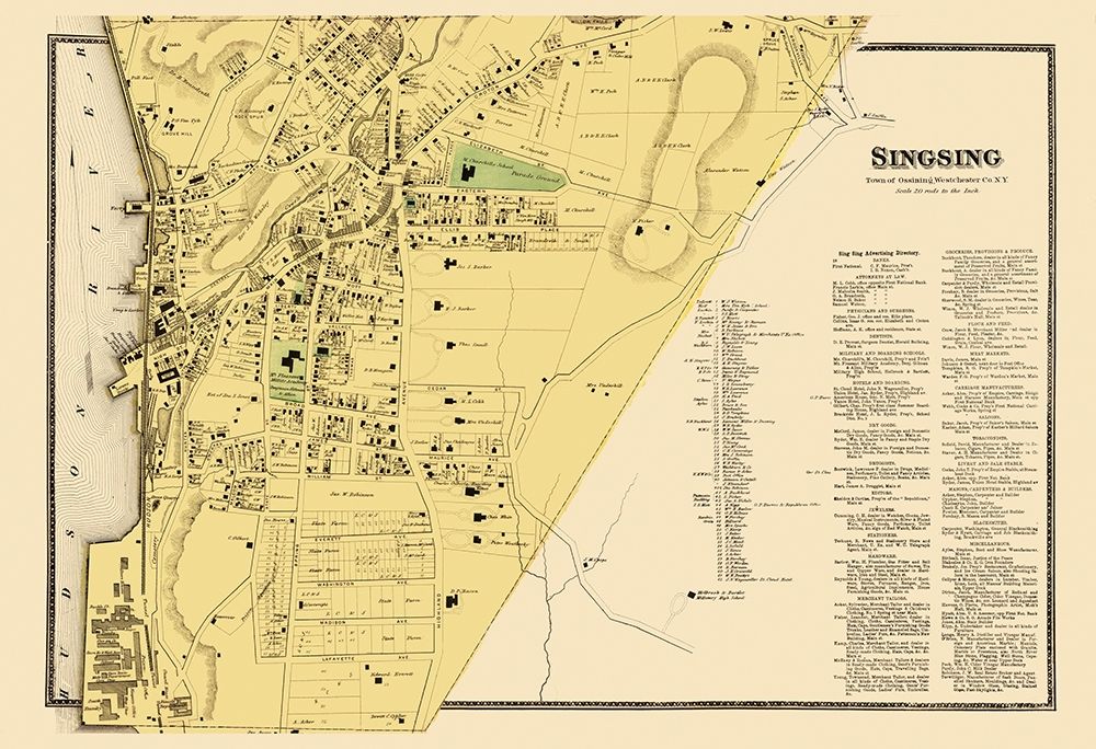 Ossining, Singsing New York Landowner - Beers 1868
