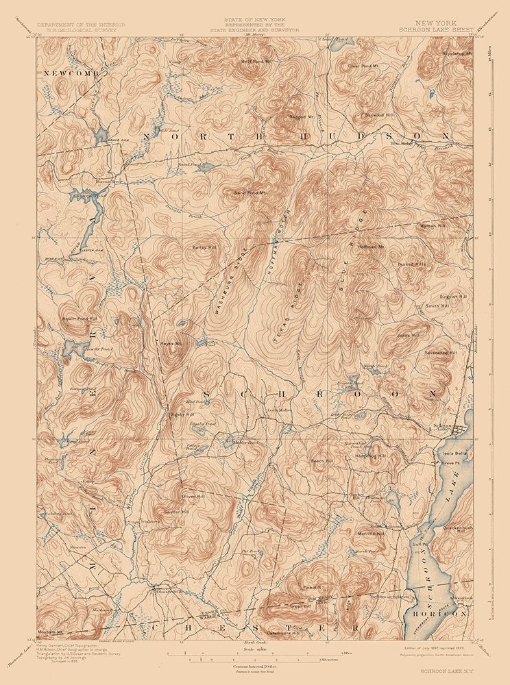 Schroon Lake New York Sheet - USGS 1897
