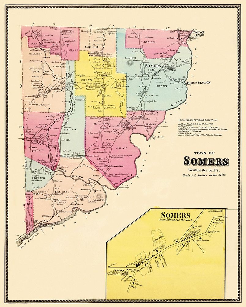 Somers New York Landowner - Beers 1868