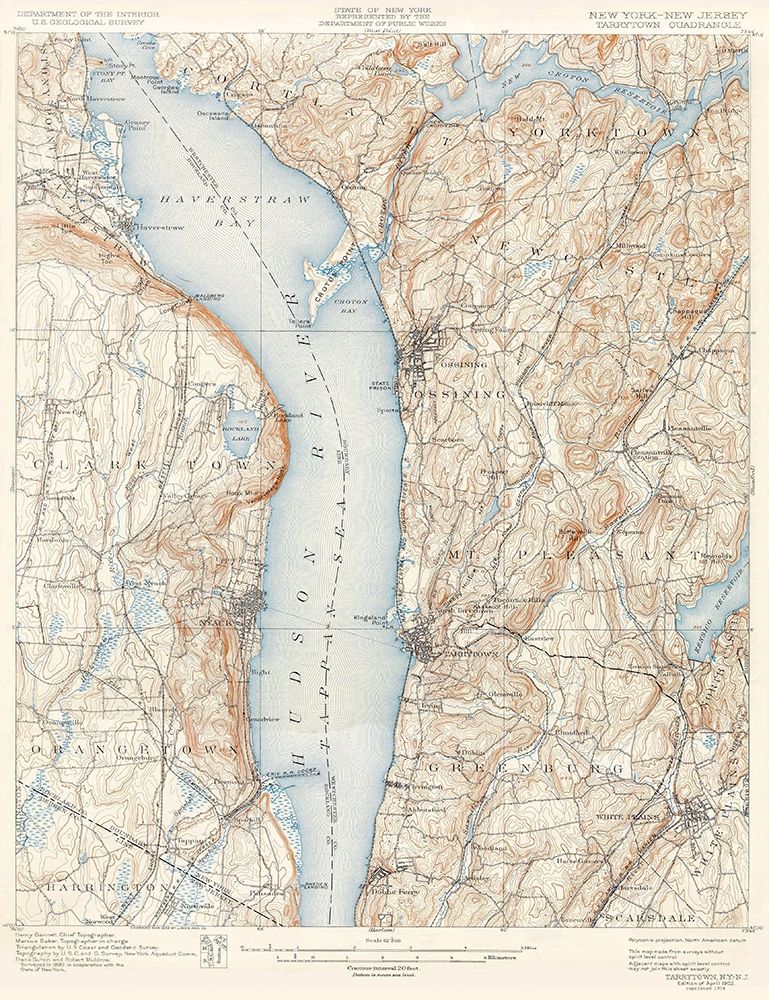 Tarrytown New York New Jersey Quad - USGS 1902
