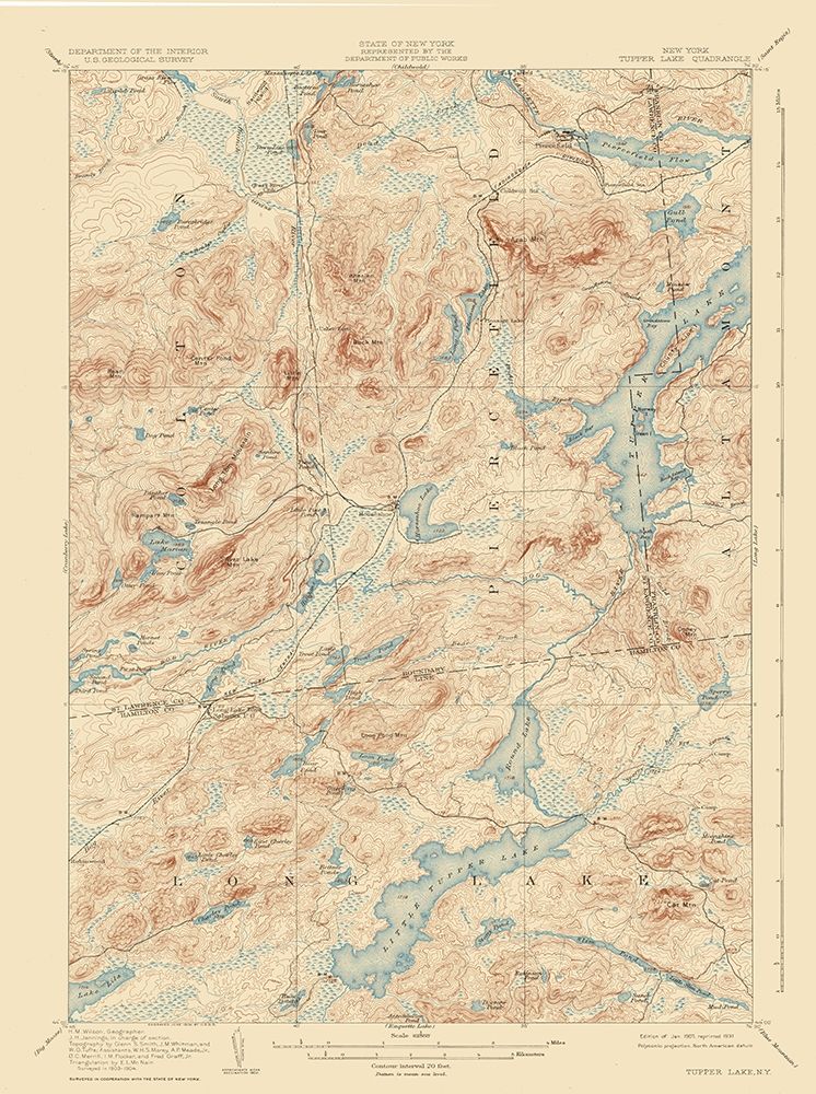 Tupper Lake New York Quad - USGS 1907
