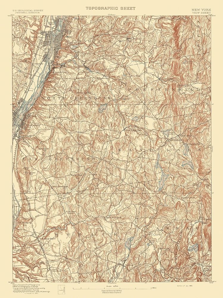 Troy New York Sheet - USGS 1893