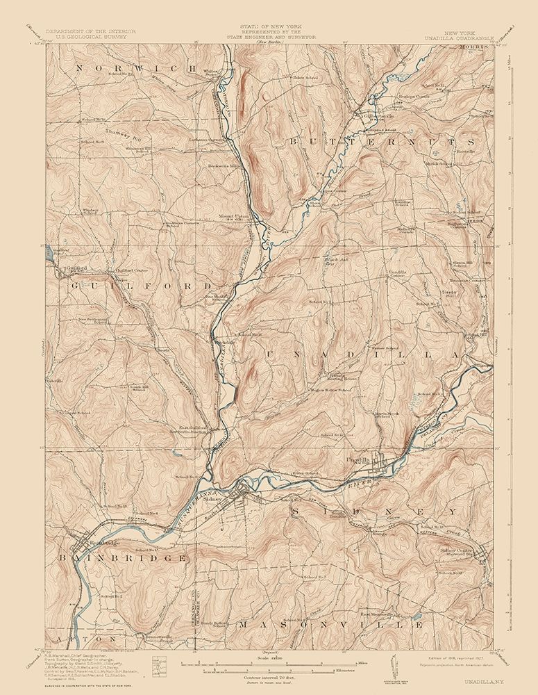 Unadilla New York Quad - USGS 1918