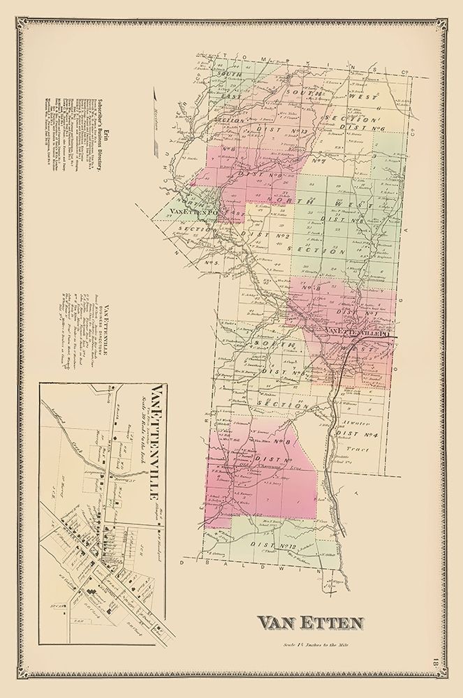 Van Etten New York Landowner - Beers 1869