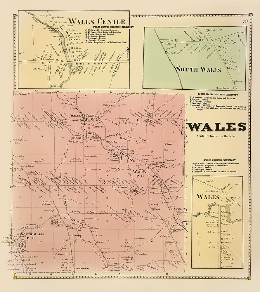 Wales New York Landowner - Stone 1866