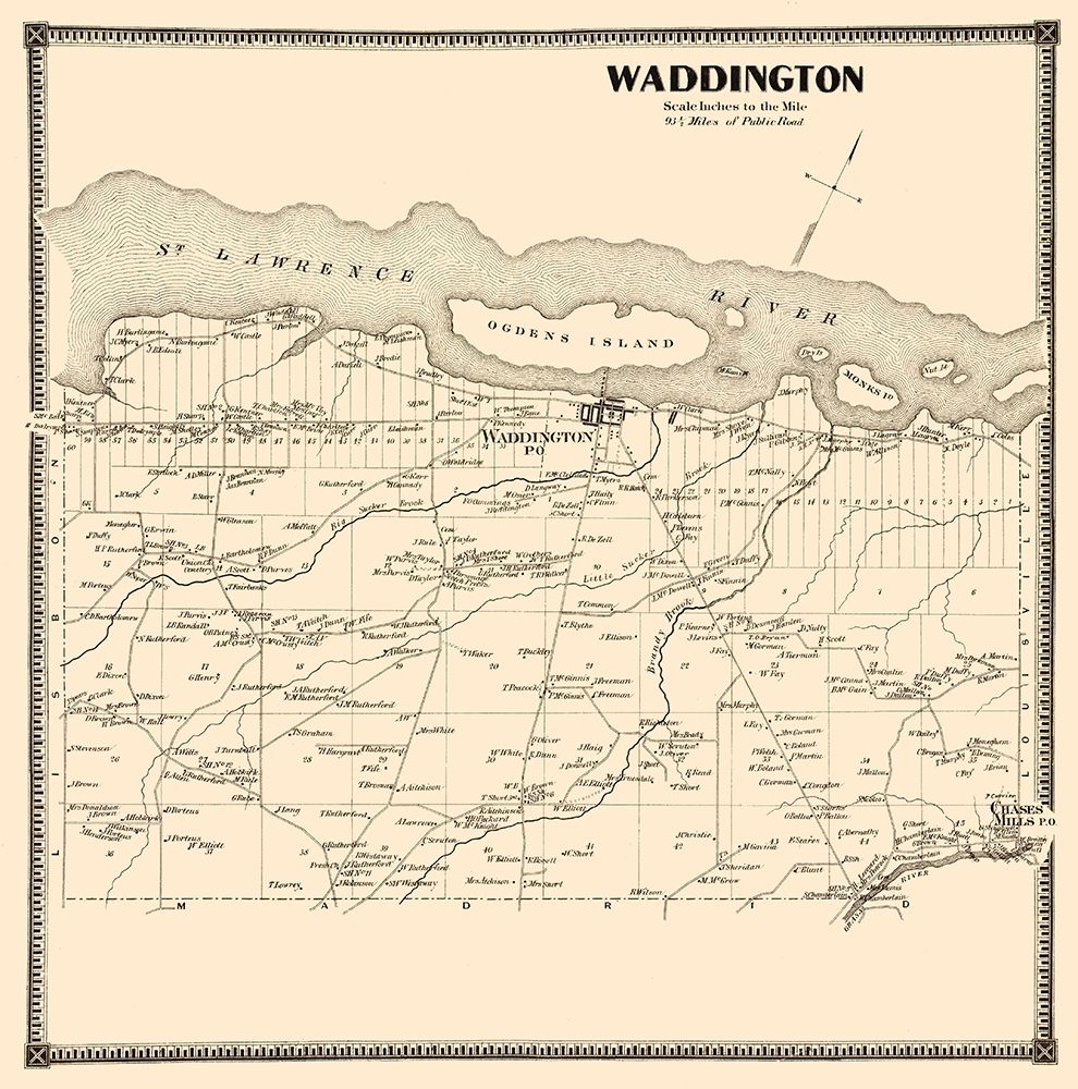 Waddington New York Landowner - Stone 1865