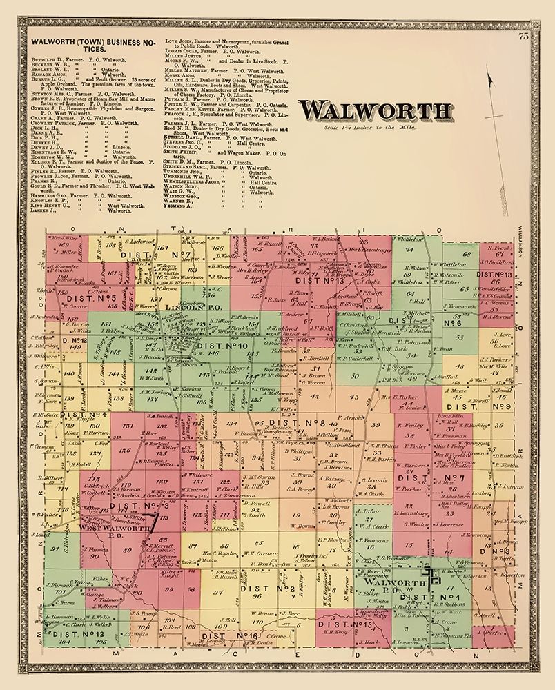 Walworth New York Landowner - Beers 1874