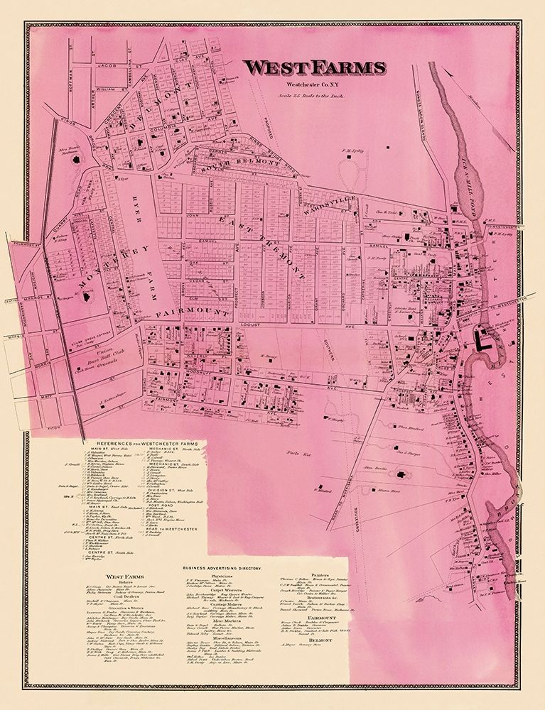 West Farms New York Landowner - Beers 1868