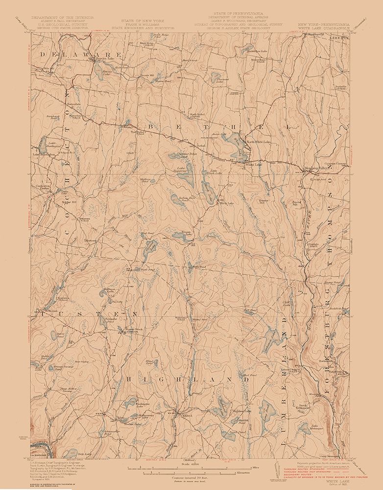 White Lake New York Quad - USGS 1922