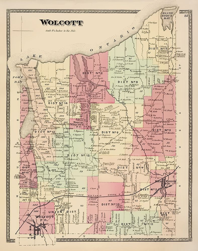 Wolcott New York Landowner - Beers 1874