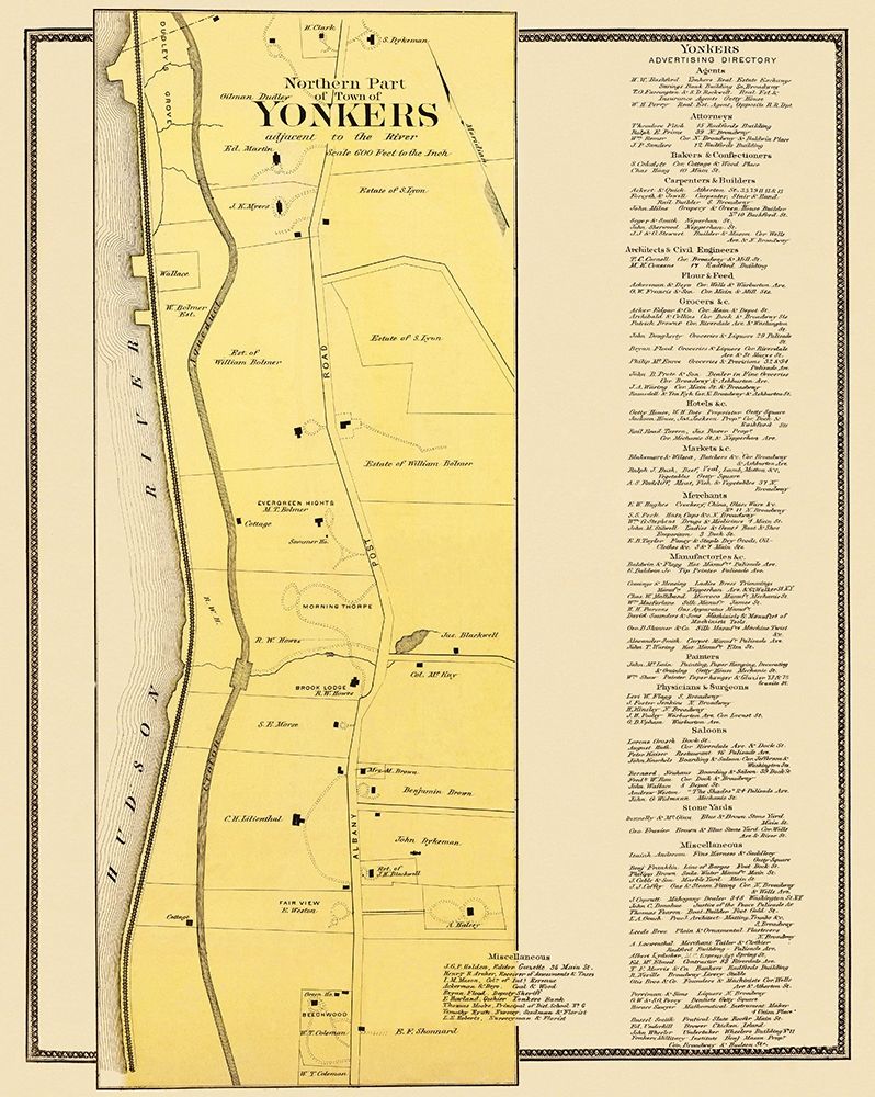 Yonkers, Northern New York Landowner - Beers 1868