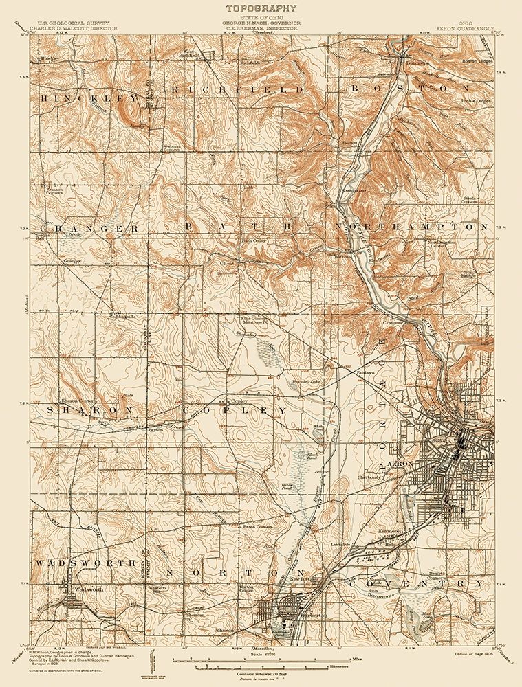 Akron Ohio Quad - USGS 1905