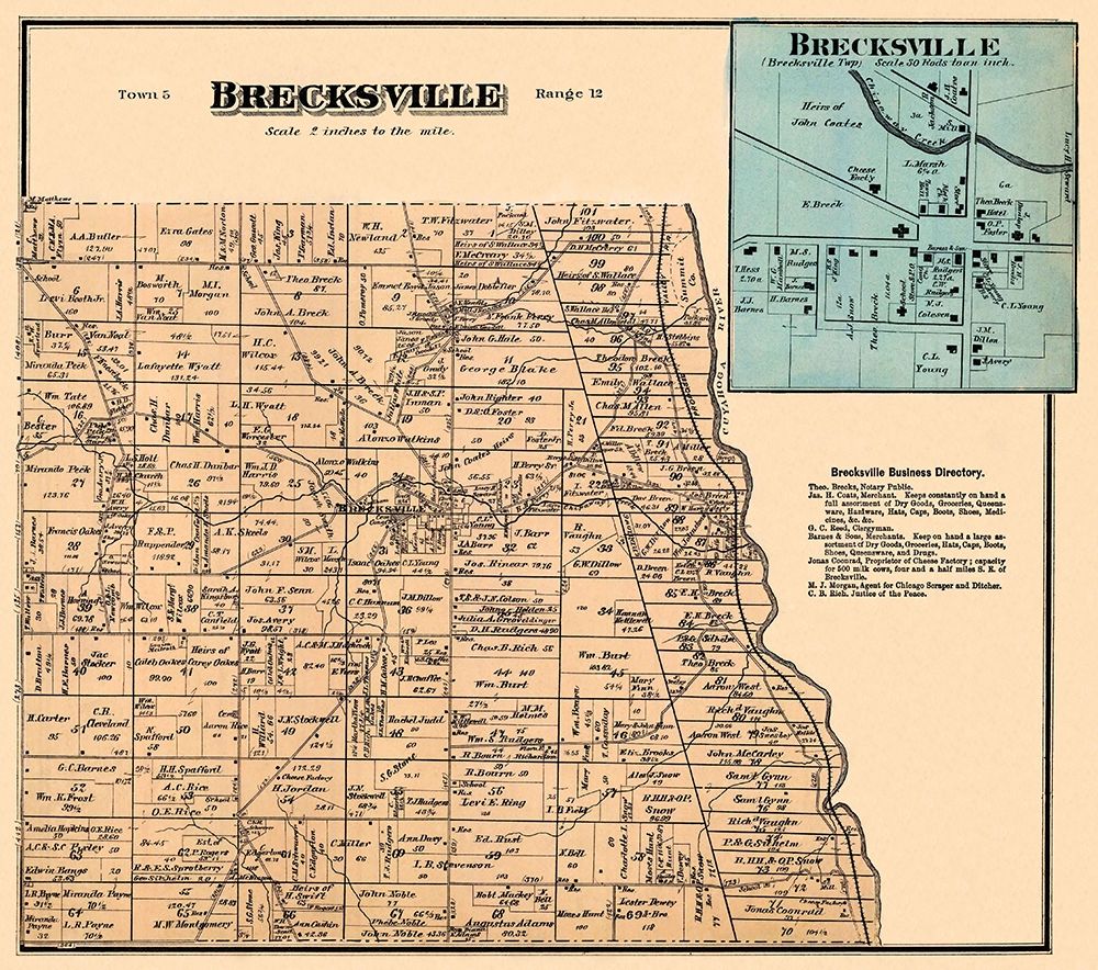 Brecksville Ohio Landowner - Titus 1874- 26 x 23