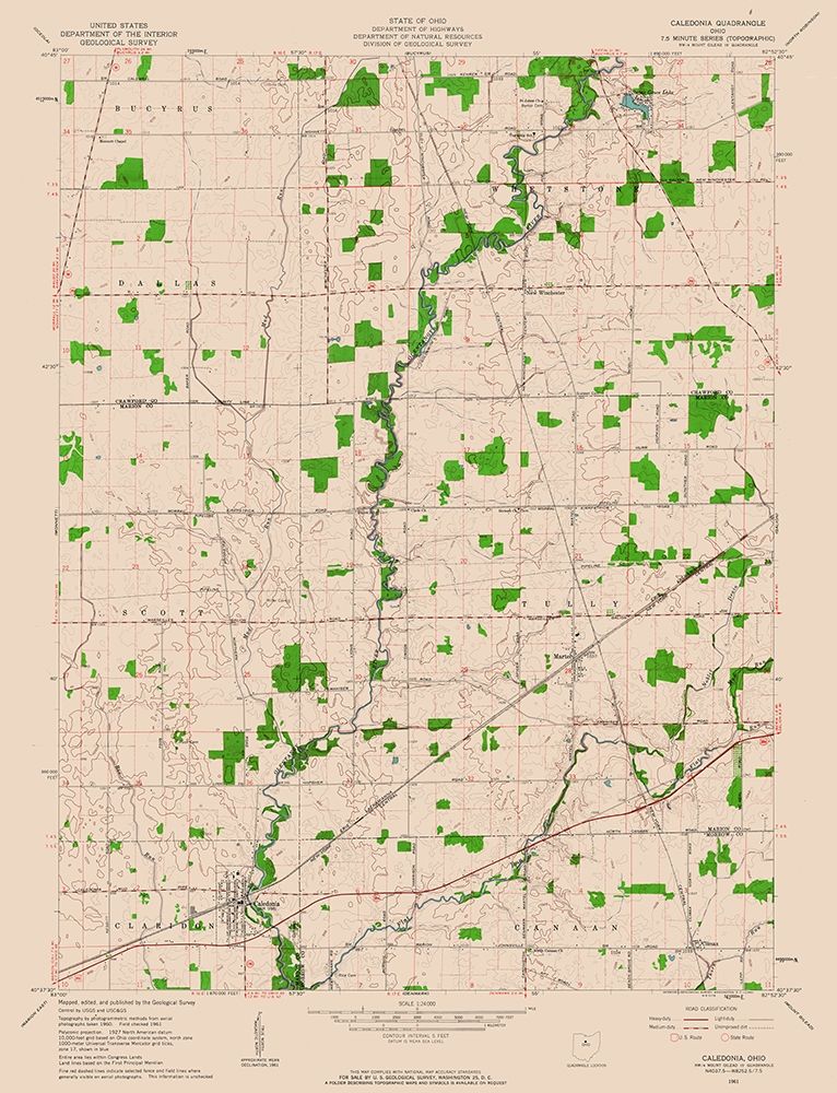 Caledonia Ohio Quad - USGS 1961