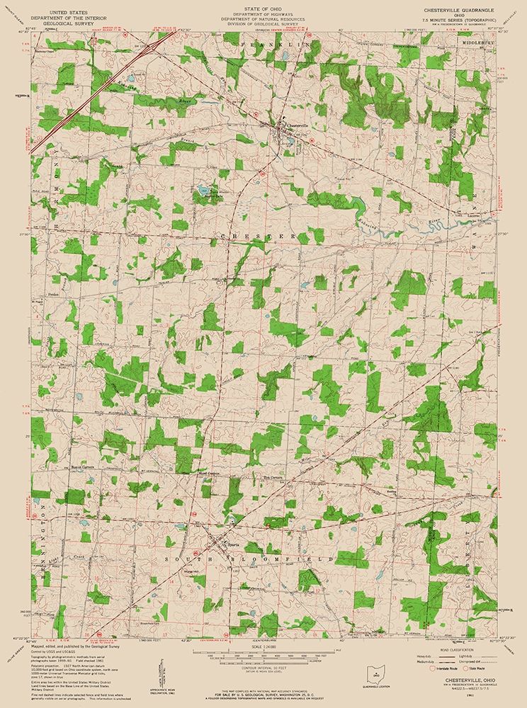 Chesterville Ohio Quad - USGS 1961