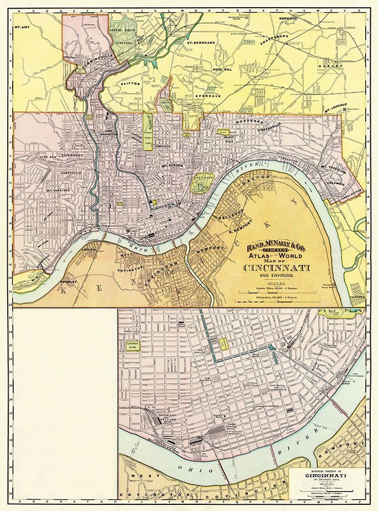 Cincinatti Ohio - Rand McNally 1897