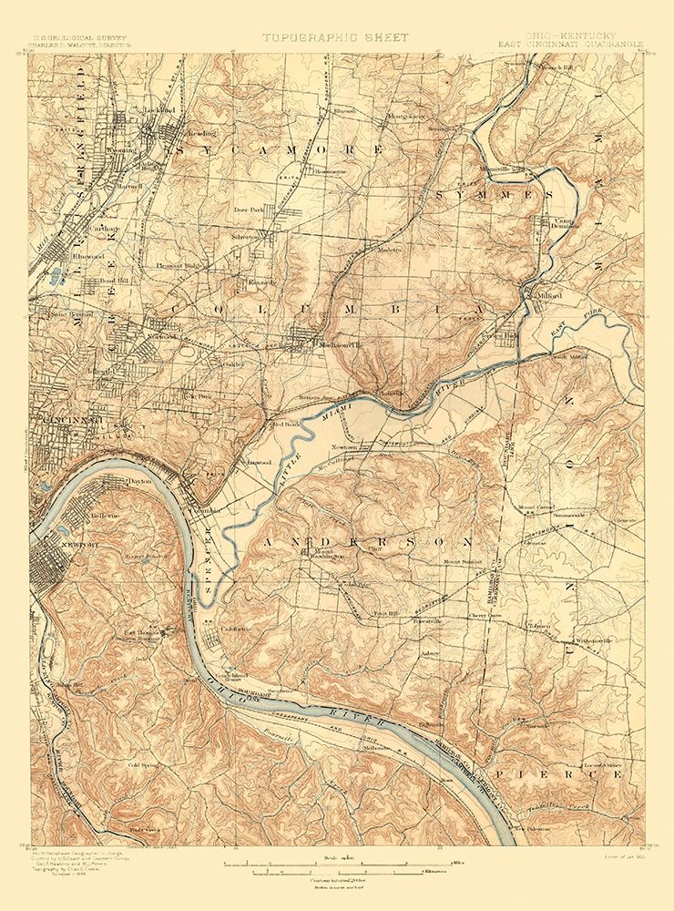 Cincinnati East Ohio Kentucky Quad - USGS 1900