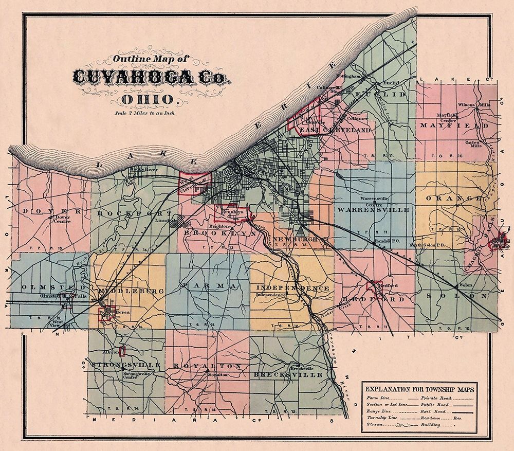 Cuyahoga Ohio Outline - 1876
