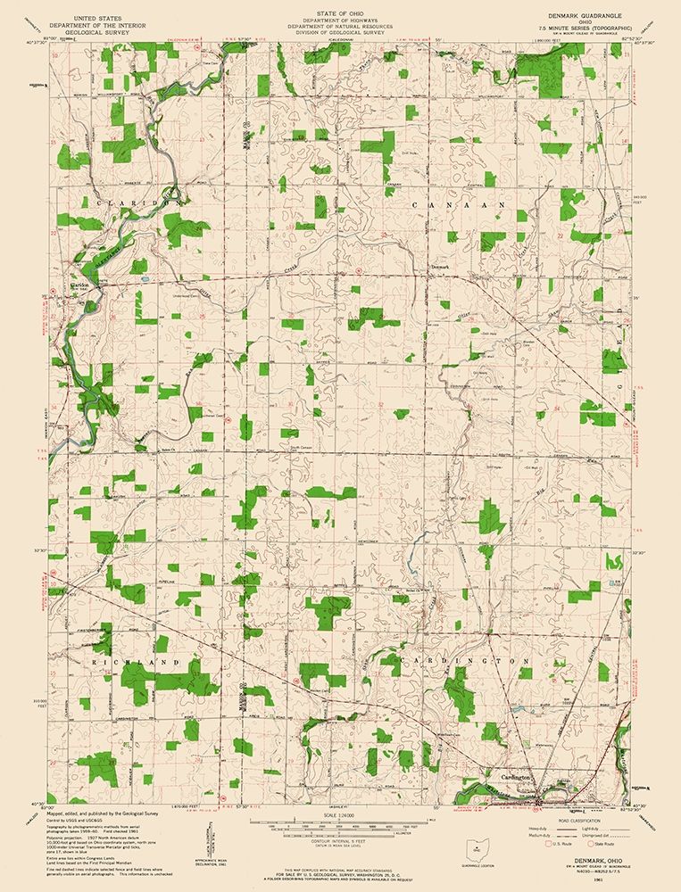 Denmark Ohio Quad - USGS 1961