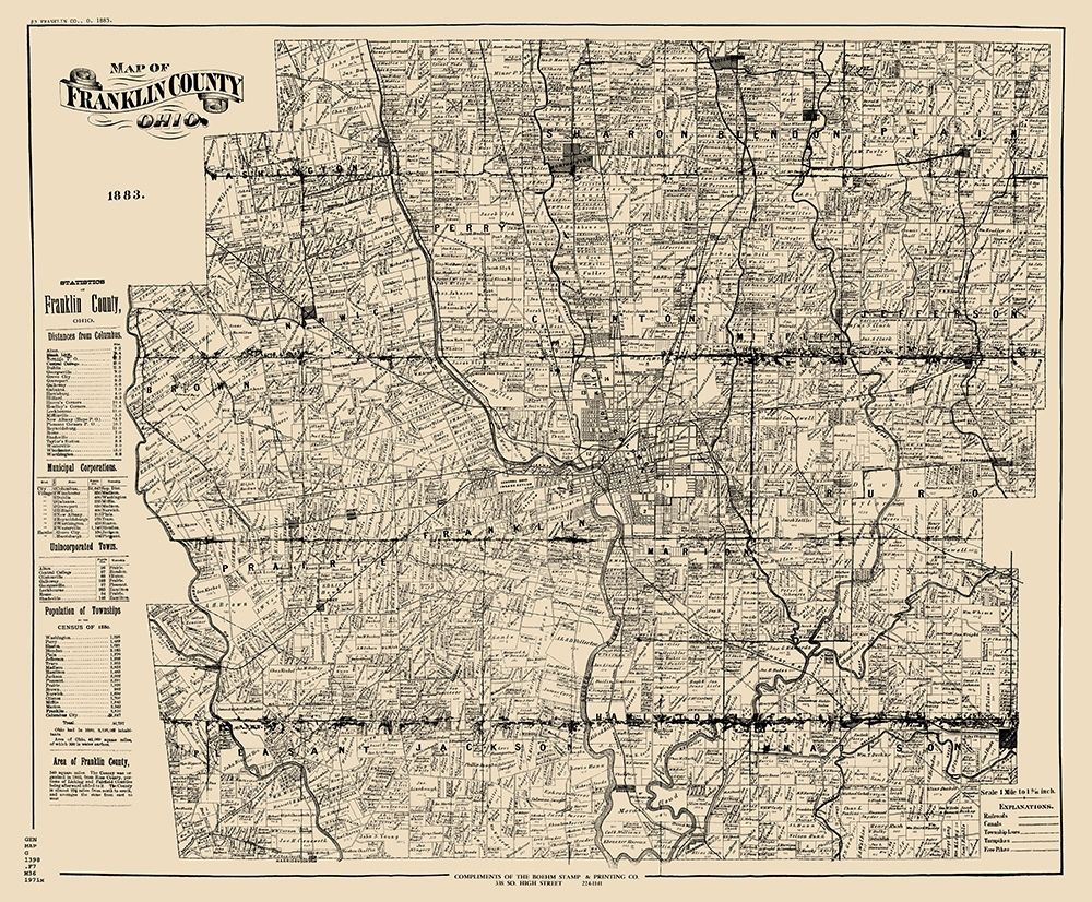 Franklin Ohio Landowner - Boehm 1883