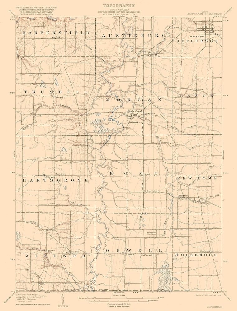 Jefferson Ohio Quad - USGS 1907