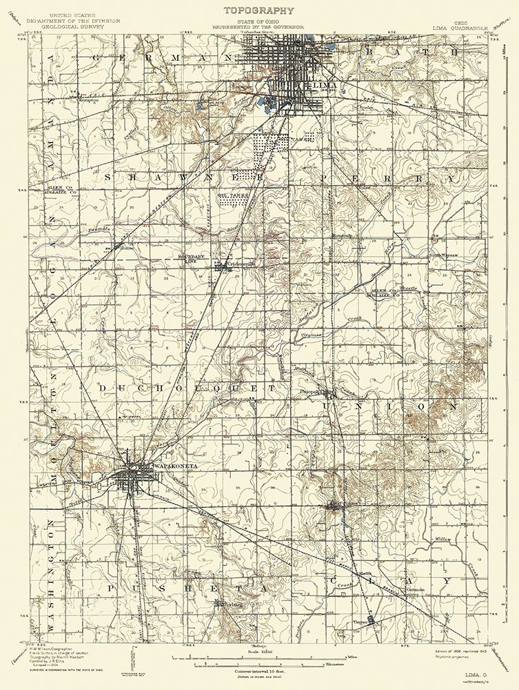 Lima Ohio Quad - USGS 1906