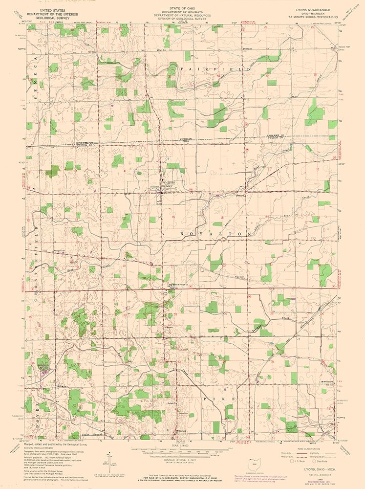 Lyons Ohio Quad - USGS 1960