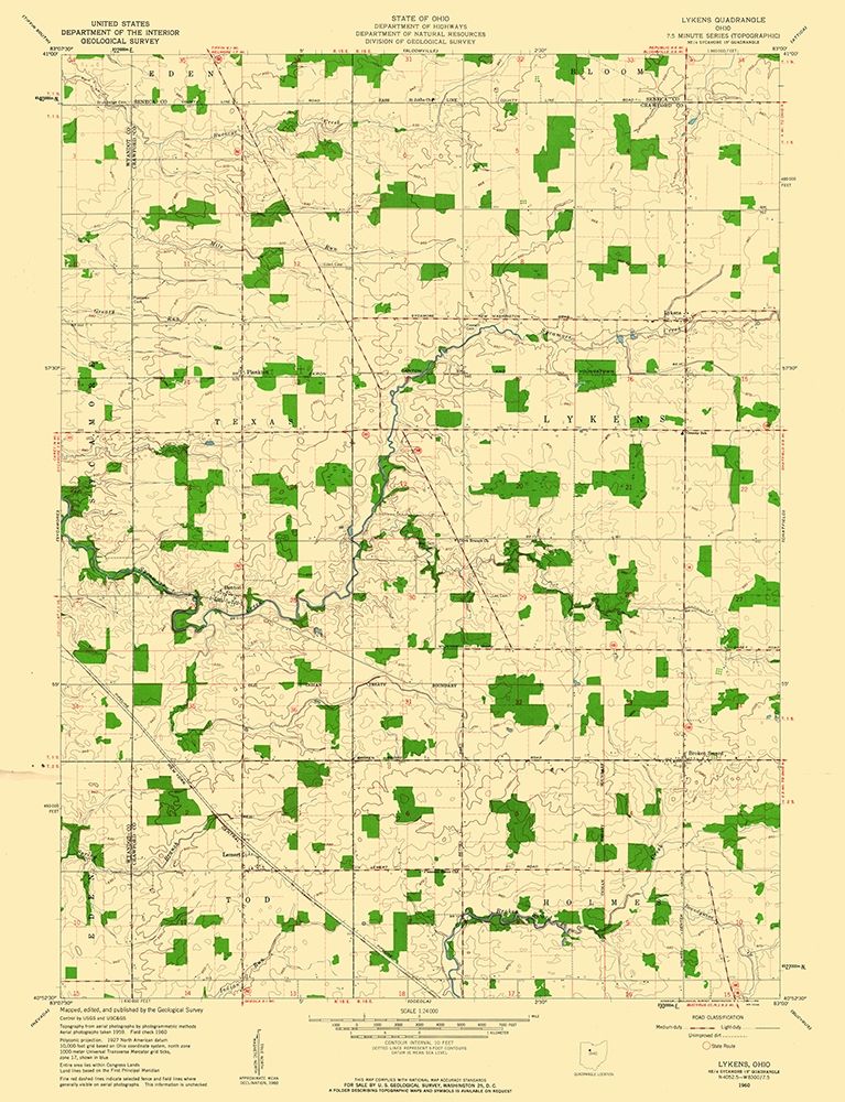 Lykens Ohio Quad - USGS 1960