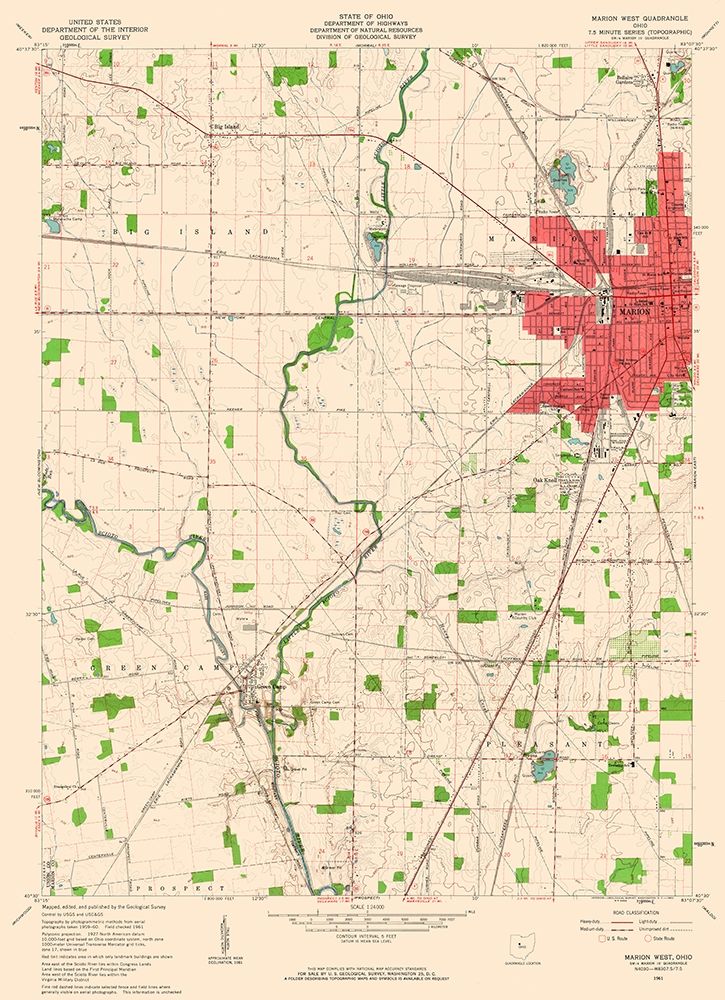 West Marion Ohio Quad - USGS 1961