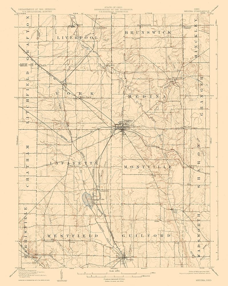 Medina Ohio Quad - USGS 1906