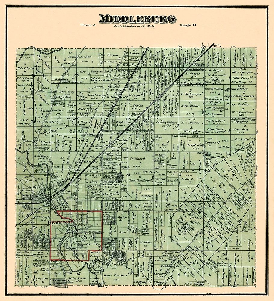 Middleburg Ohio Landowner - Stewart 1874