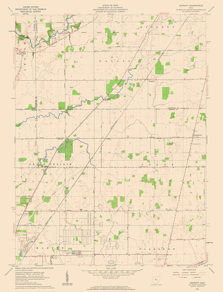 Monnett Ohio Quad - USGS 1961