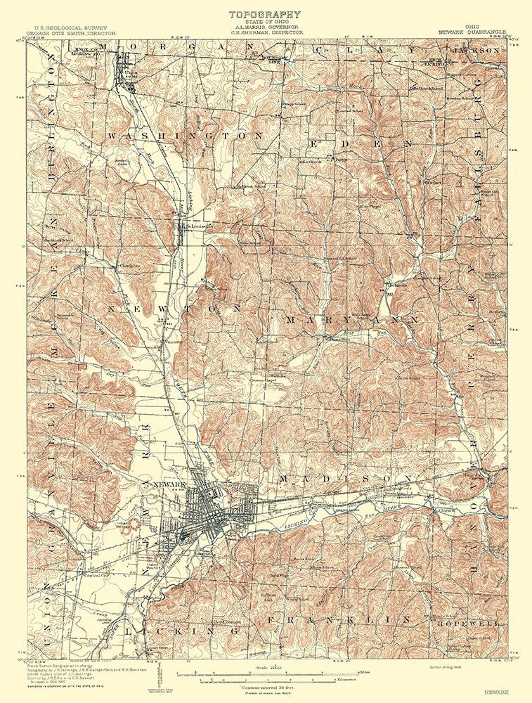 Newark Ohio Quad - USGS 1909
