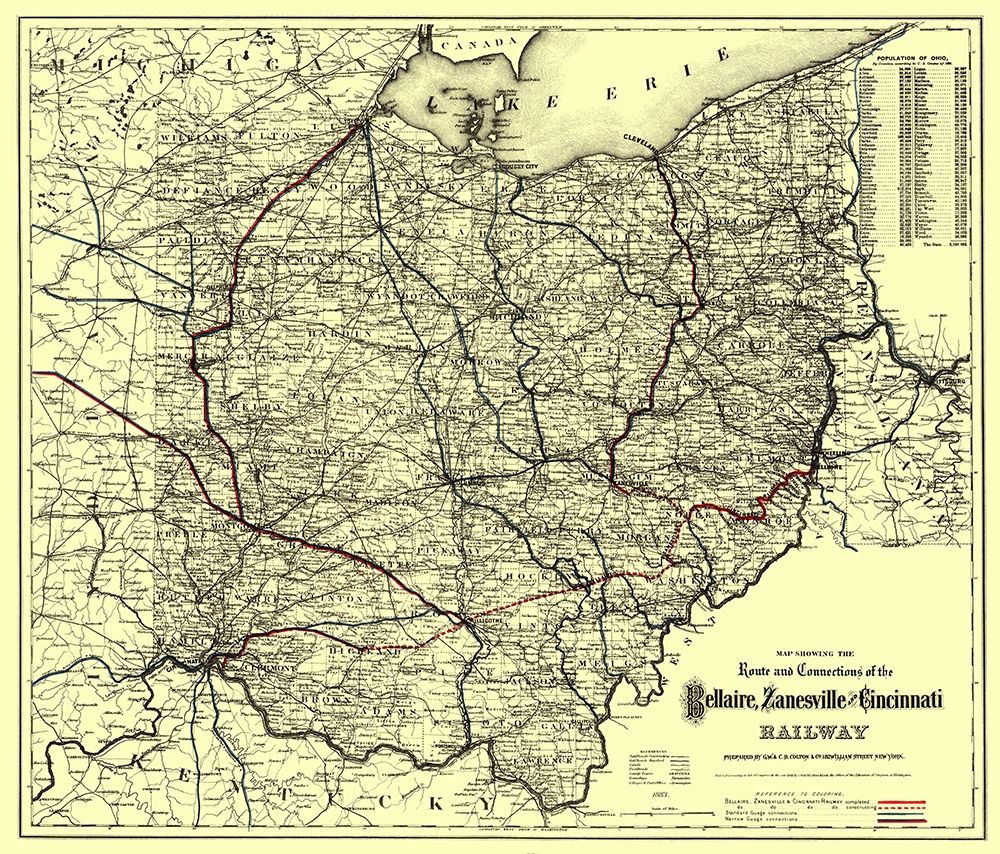 Bellaire, Zanesville and Cincinatti Railway 1883