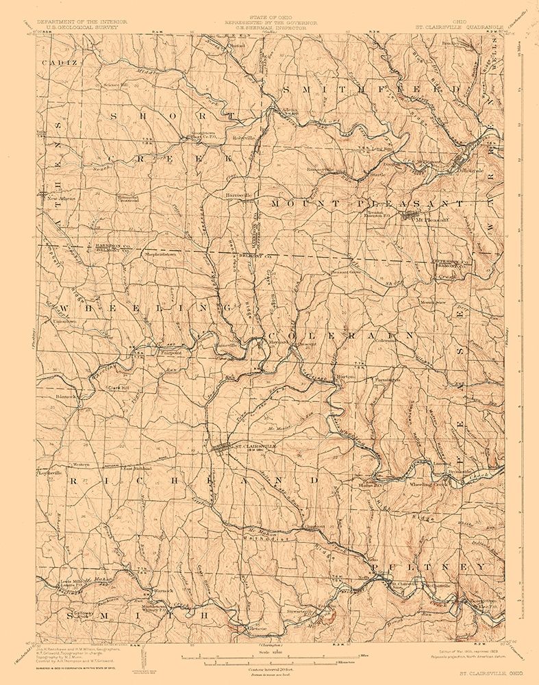 St Clairsville Ohio Quad - USGS 1905
