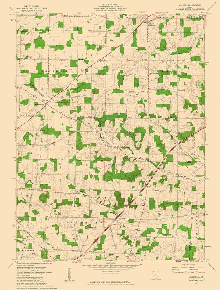 Shauck Ohio Quad - USGS 1961