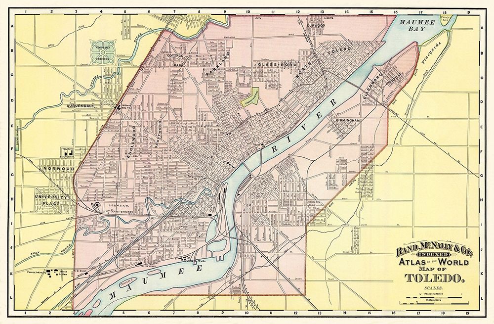Toledo Ohio - Rand McNally 1897