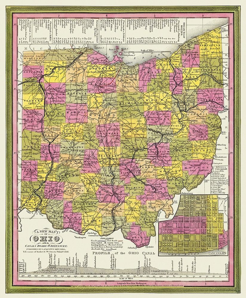 Ohio with Cincinnati Ohio - Mitchell 1846