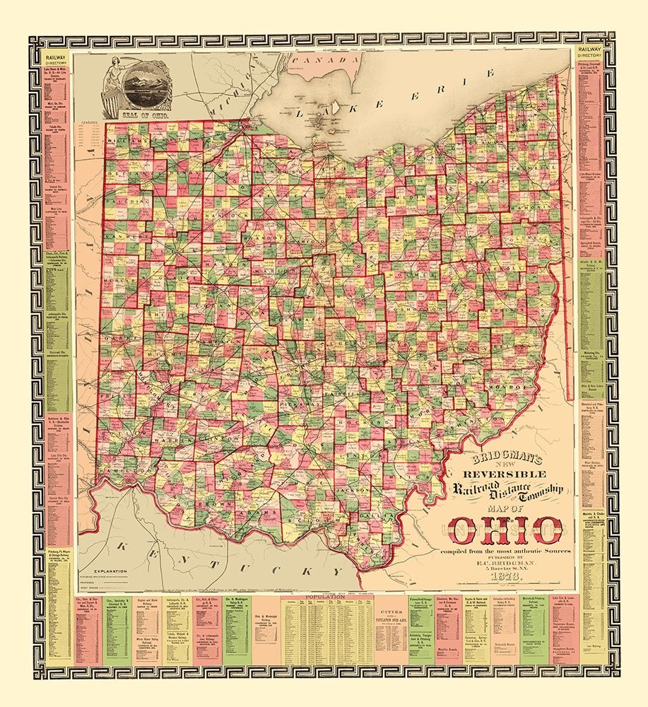 Ohio Railroad Distances and Townships 1873