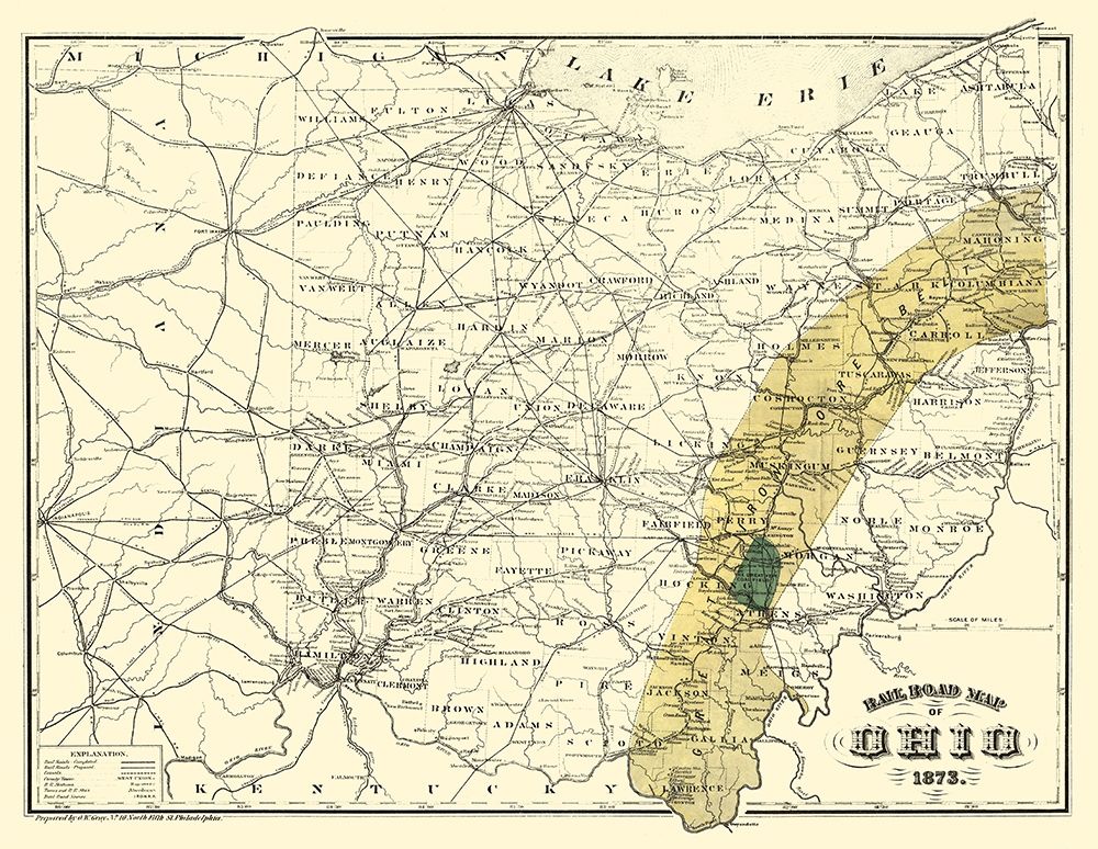Ohio Railroads - Gray 1873