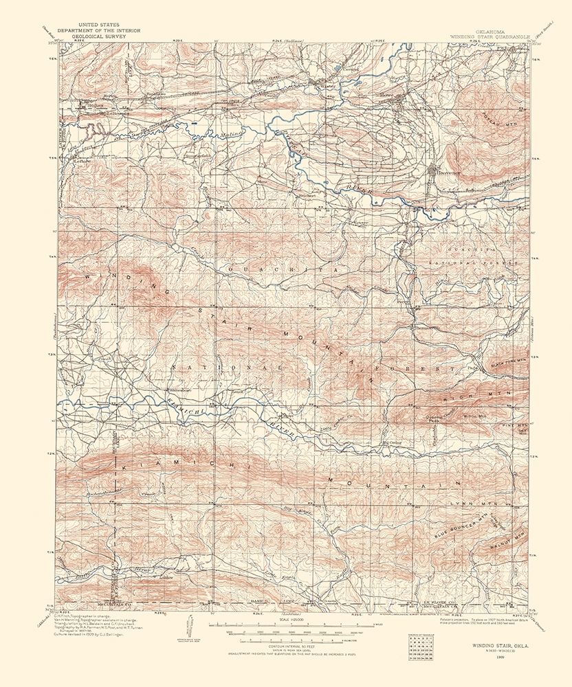 Winding Stair Oklahoma Quad - USGS 1960